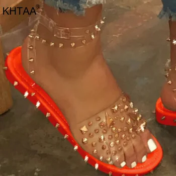 

18 PAIRS of Three Style with fast shipping Women Rivet Sandals Ankle Strap Line Style Buckle Ladies Transparent Bling Slippers
