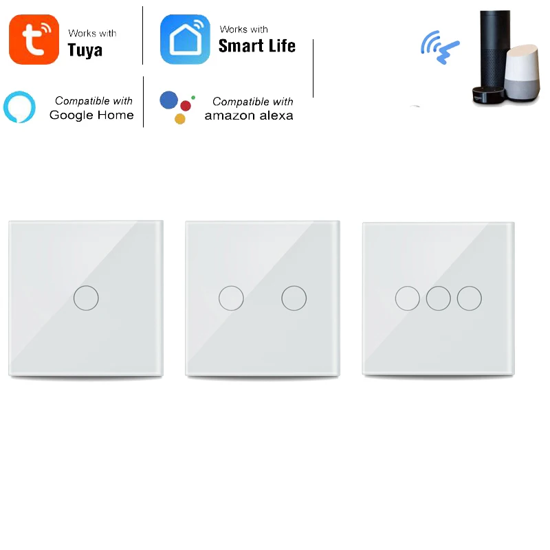 Wifi умный светильник переключатель стеклянный экран сенсорная панель голосовое