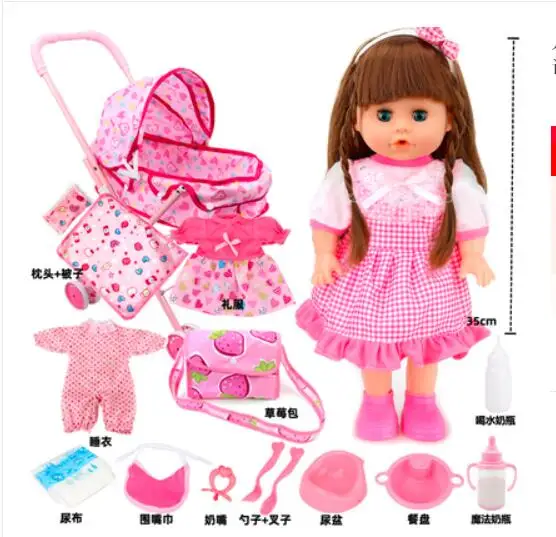 Reborn baby dolls винил тело bebe reborn с коляской тележка детские коляски игрушки для куклы