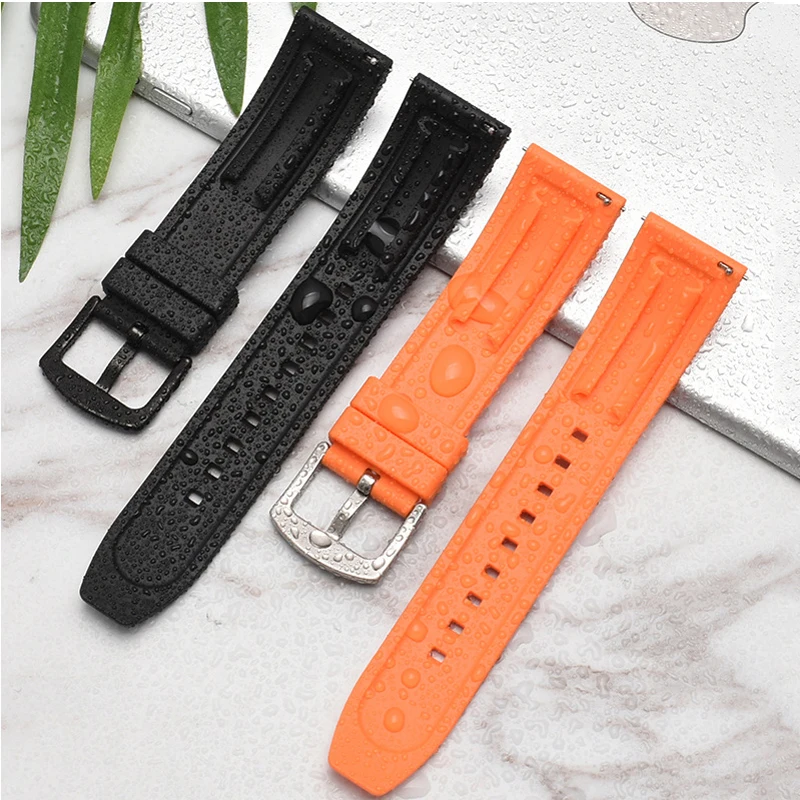 Onthelevel Fluororubber Watch Strap 20 22mm Silicone Rubber Bracelet Quick Release Spring Bar Watchband For Each Watch Brand #E