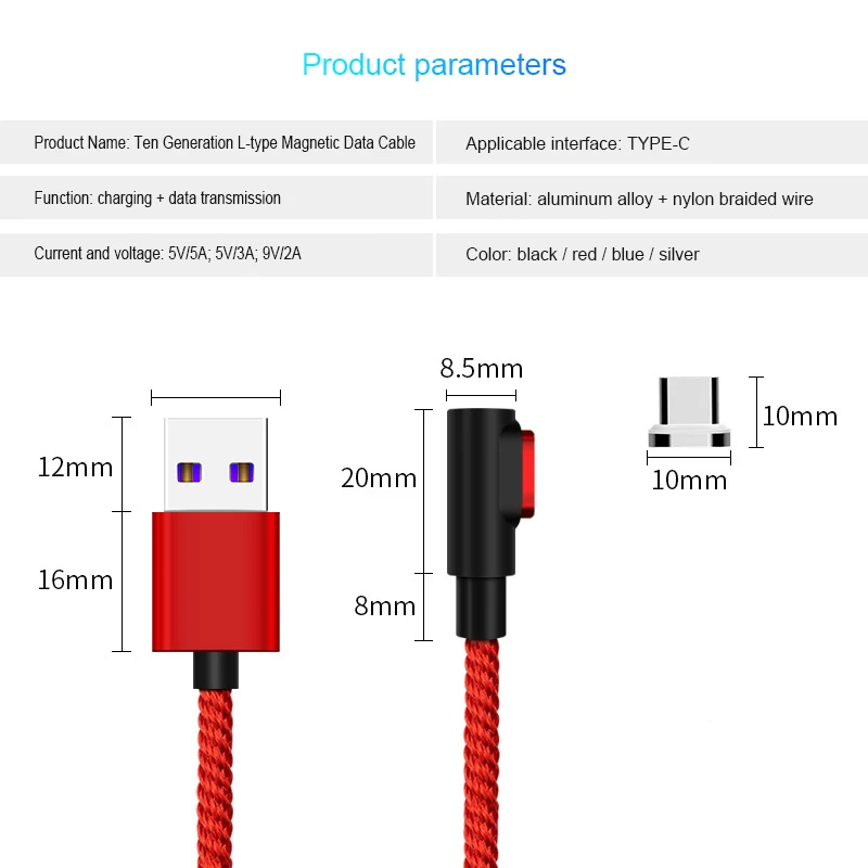 Магнитный usb-кабель 5A супер быстрая зарядка нейлоновый Плетеный для huawei mate 20 X P20 Pro Xiaomi USB-C Магнитный зарядный кабель type C