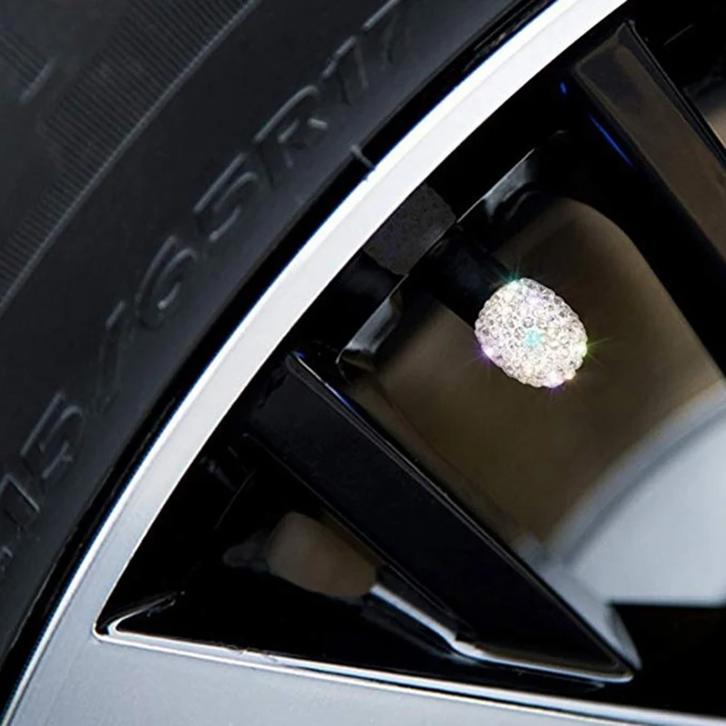 4Pcs/Lot Soft Clay Rhinestone Car Tire Valve Caps Diamond Shining Dustproof Caps Car Accessories