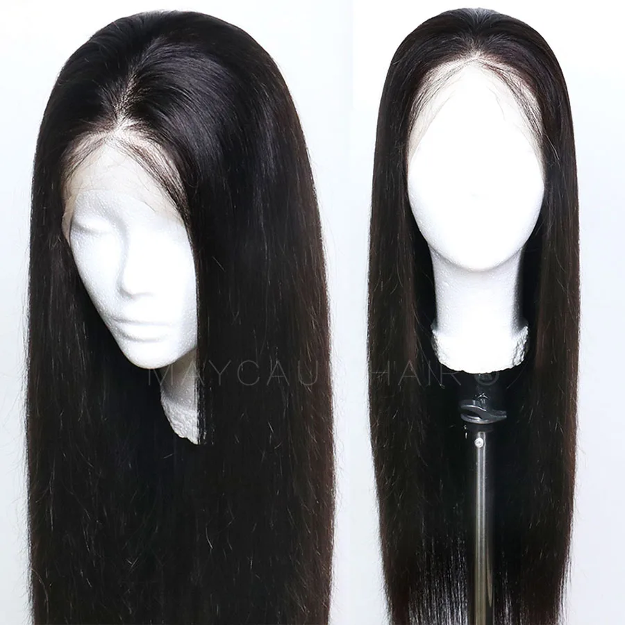 Maycaur Black Color Long Straight Synthetic Lace Front Wigs For Black Women Gluless Wig with Natural Hairline (3)