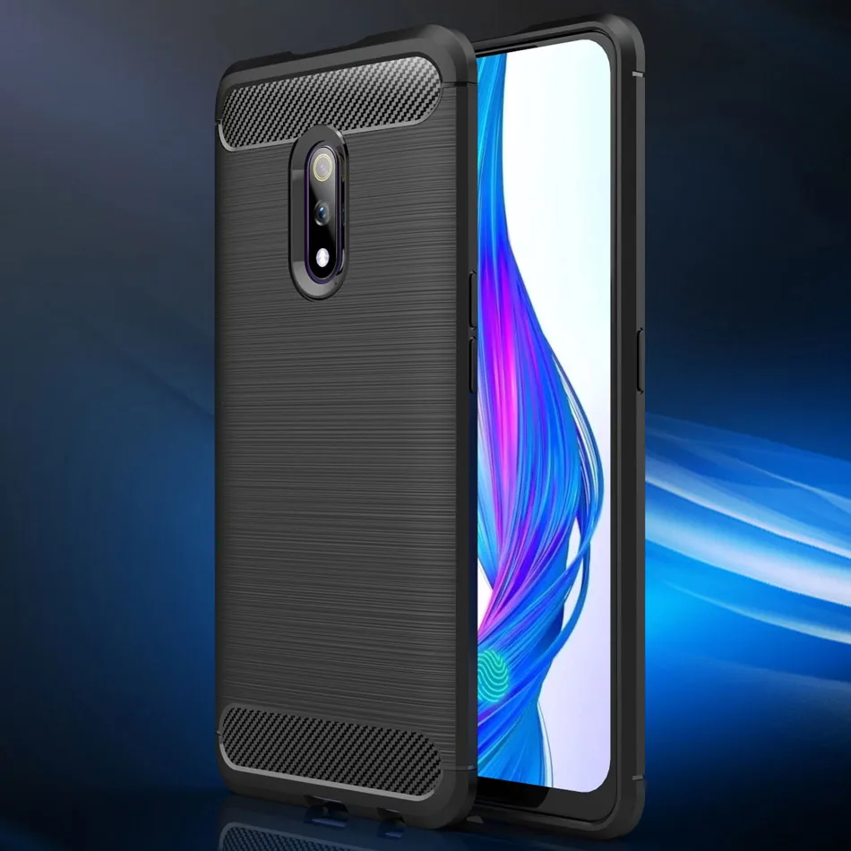 Мягкий чехол Realme X для OPPO из углеродного волокна ТПУ силиконовый бампер на заднюю