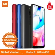 Мобильный телефон Xiaomi Redmi 8, 4 ГБ, 64 ГБ, глобальная версия, 5000 мА/ч, большая батарея, 18 Вт, быстрая зарядка, Восьмиядерный процессор Snapdragon 439, камера 12 МП