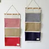 Multi-Function Striped Splicing Wall Hanging Bag 3 Pockets Sundry Storage Hanging Storage Bag/Wall Bag 3