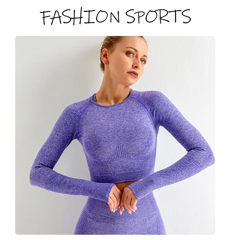 2/3/5PCS Women Sportswear Yoga Set Gym Clothing Tracksuit Long Sleeve Crop Top High Waist Seamless Leggings Fitness Sports Suits