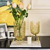 Creative glass vase Golden bracket Branches Hollow high feet Transparent hydroponic flower arrangement Metal crafts Flower vase 2