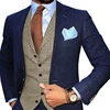 Chaleco de traje con corbata a cuadros para hombre, chaqueta de lana para boda, color champán, para negocios, informal, ceñida, para Gilet ► Foto 3/6