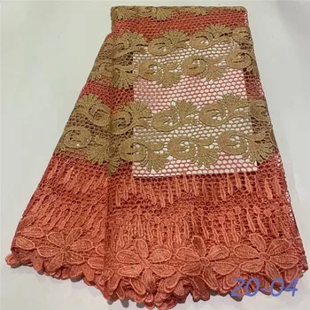 

Newest African Guipure Cord Lace Fabric High Quality French Water Soluble Cord Lace Fabric With Stones For Nigerian Dress 013