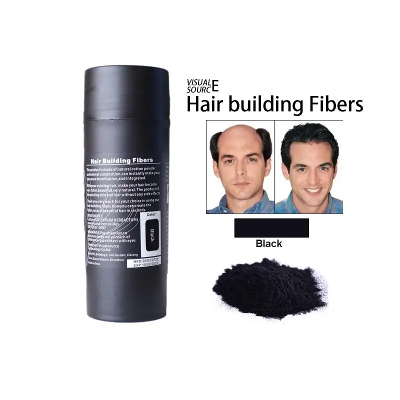 Polvos de fibra para la pérdida de cabello, cubierta densa de queratina reemplazable para reconstrucción del cabello, color negro y marrón, 15g