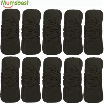 

10Pcs Baby Cloth Diaper Inserts Double Gussets No Leaking Charcoal Bamboo Changing Liners Diapers Insert