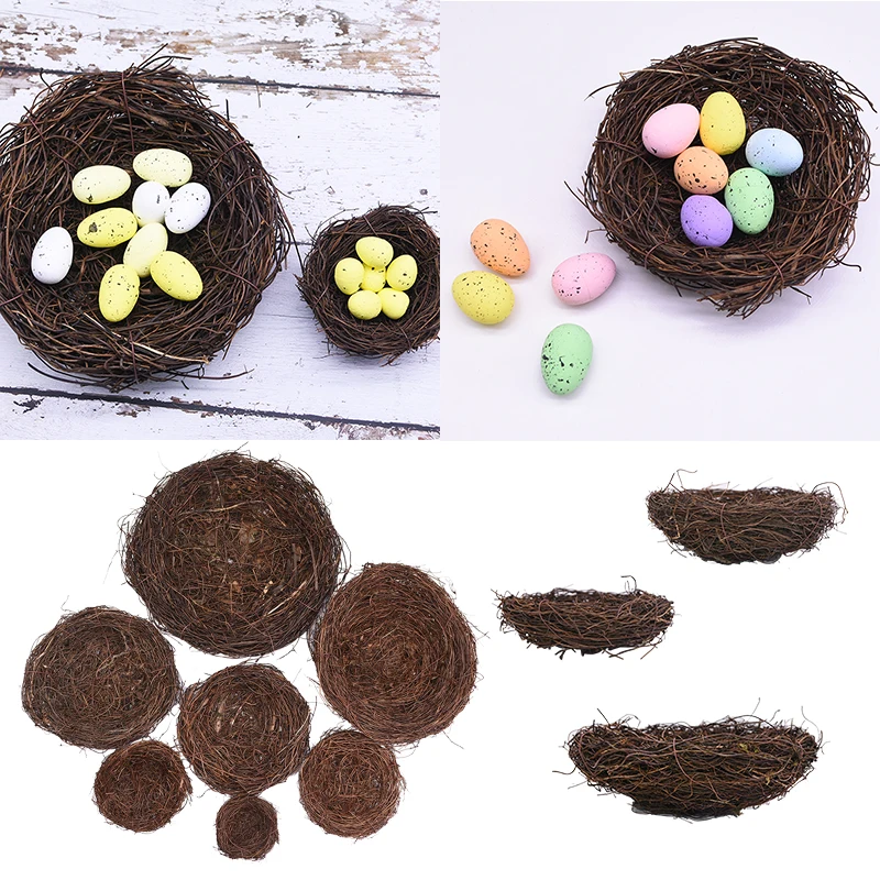 8 см 25см Rattan гнездо Simulation Птичье Пасхальное Домашнее украшение DIY Пасха подарок