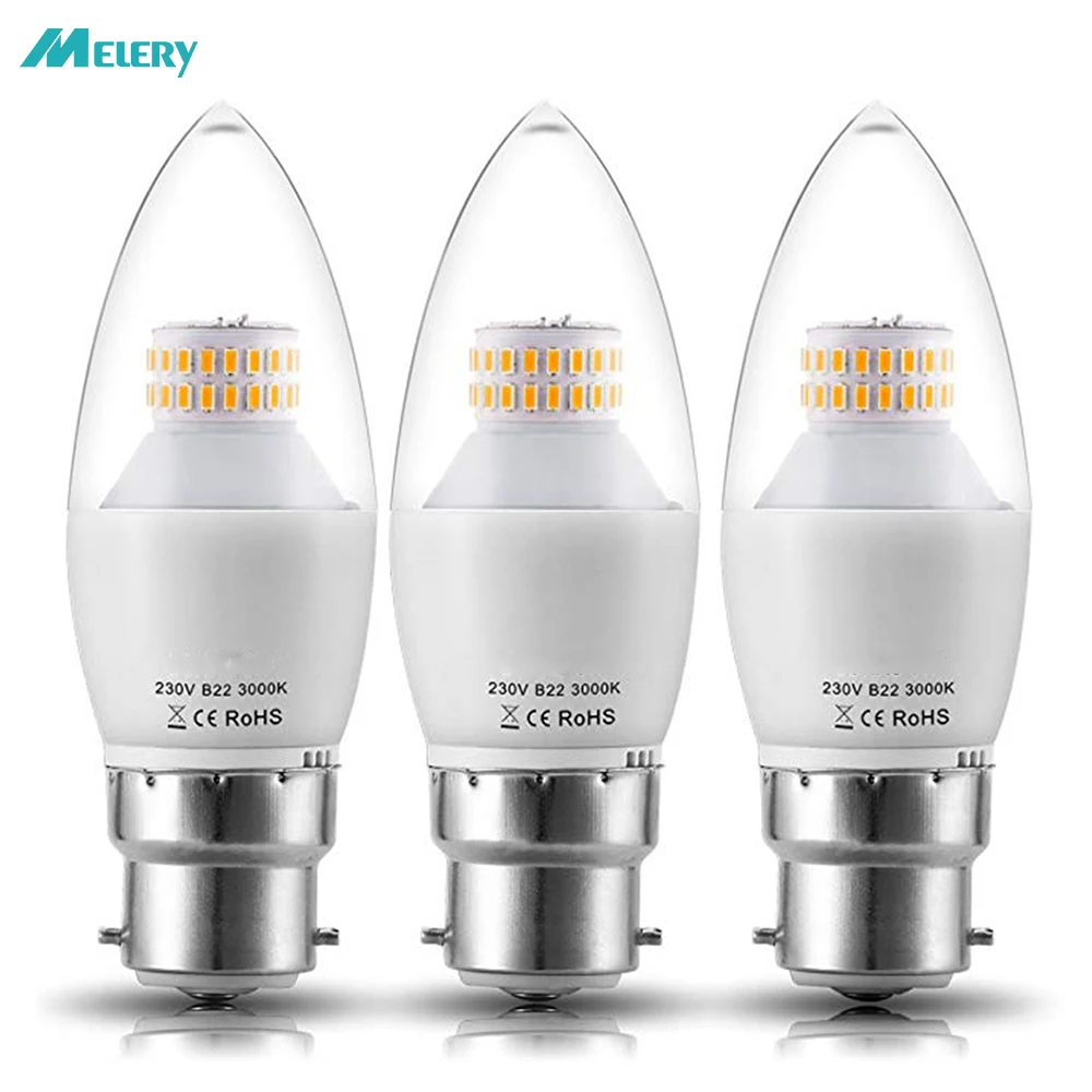 LED Candle Light Bulbs 6W B22 Lamp 60W Incandescent Equivalent
