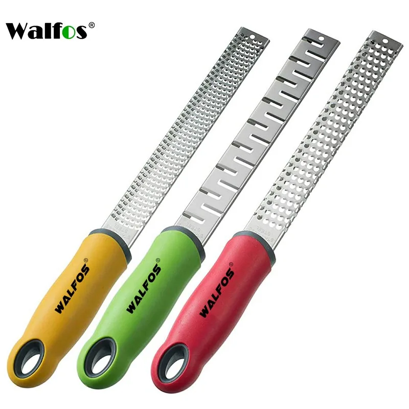

WALFOS Stainless Steel Lemon Zester Cheese and Spice Grater Bonus Brush Nutmeg Spices-Sharp with Non-Slip Handle
