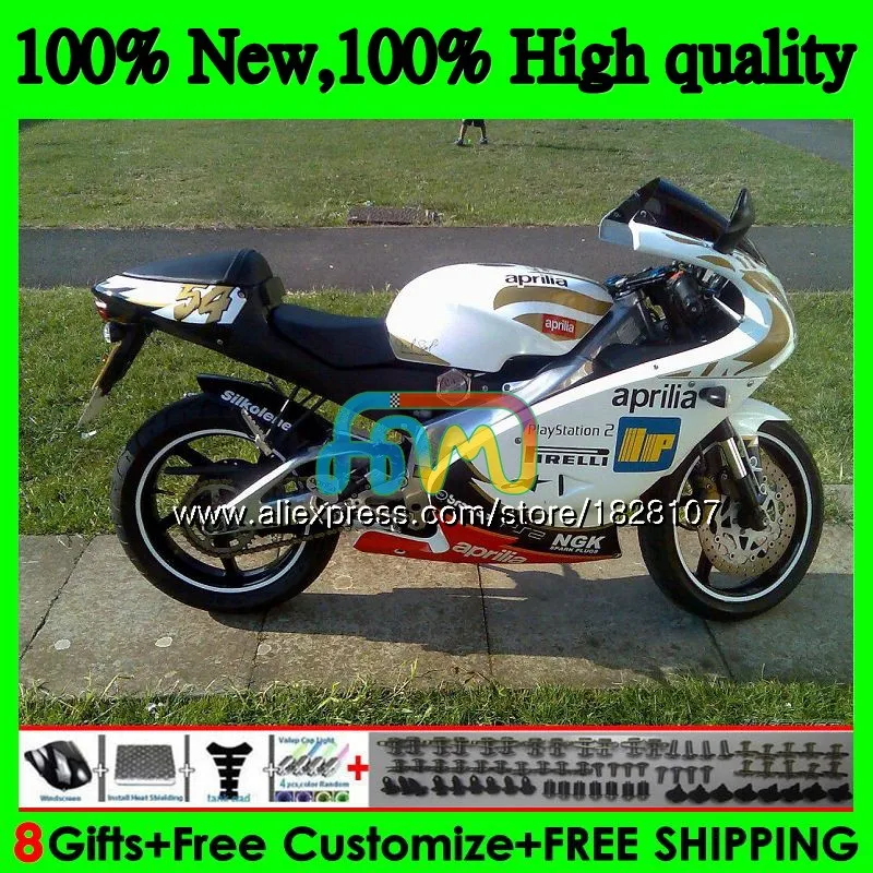 RS125R для Aprilia RS 125 R RR RS125 99 00 01 02 03 04 05 белый золотой 64BS. 26 RS4 RS-125 1999 2000 2001 2002 2003 2005 обтекатель