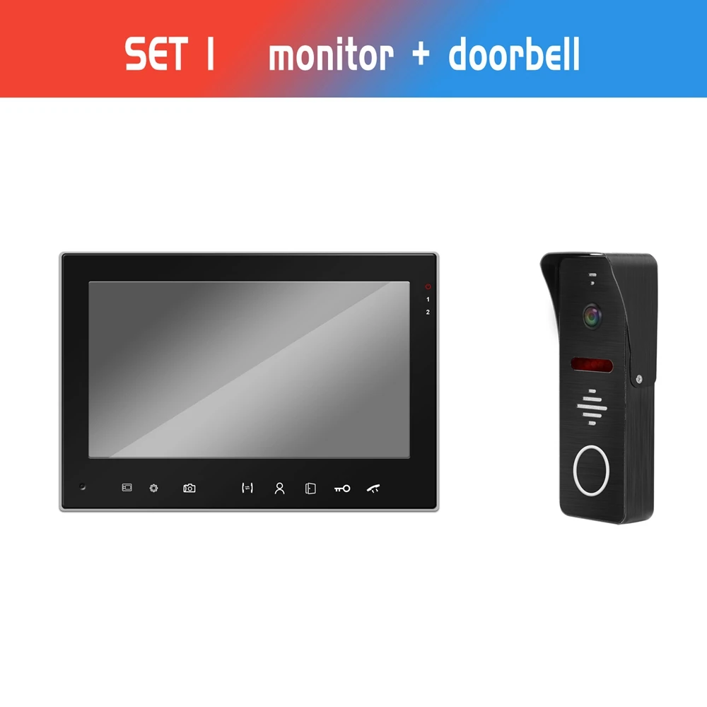 Видеодомофон для домашнего домофона 7 дюймов внутренний монитор 1200TVL уличная камера с детектором движения запись домофон система - Цвет: No TF card