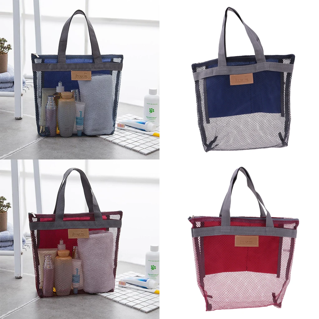 2 Pieces Mesh Shower Caddy Portable Toiletry Tote Gym Bag for College Dorm Bathroom