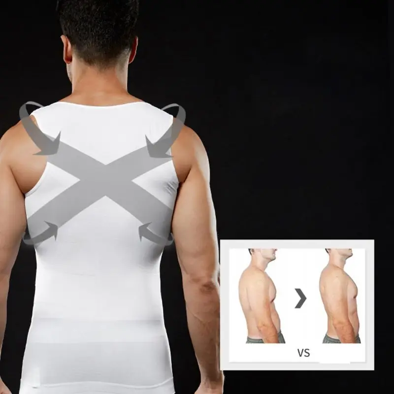 Mens Compression Shirts Slimming Body Shaper Vest Sleeveless Tank Top Shapewear K4UC