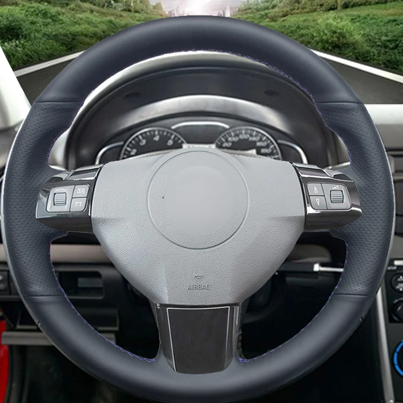 Сшитый вручную черный чехол рулевого колеса автомобиля из натуральной кожи для Opel Astra(H) 2004-2009 Zaflra(B) 2005- Signum 2005