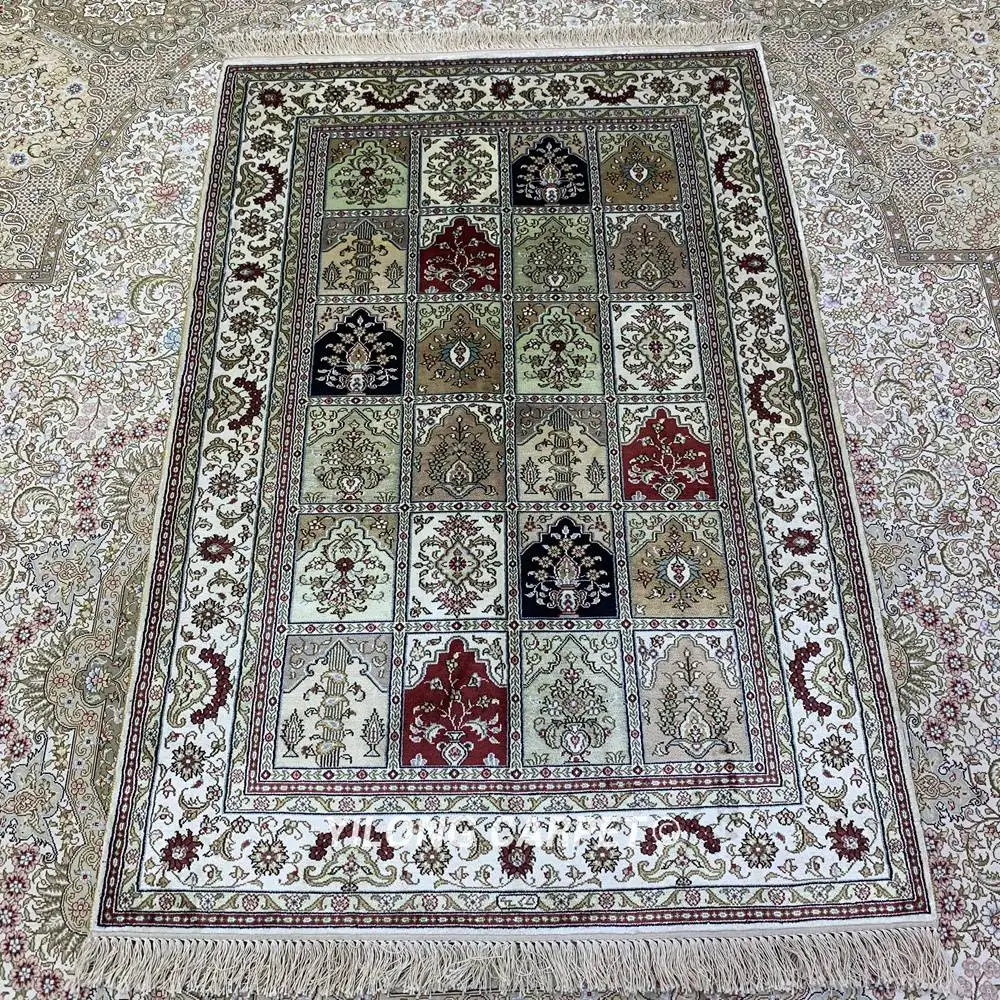 Yilong 3'x5' Восточный шелковый ковер сад изысканный ручной работы Шелк персидский ковер(HF227B