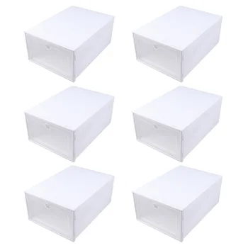

6pcs Transparent Drawer Type Shoes Box Dustproof Stackable Shoes Container