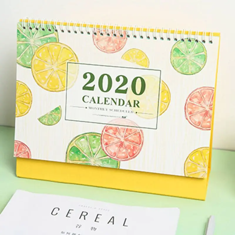 Свежий Фруктовый узор, устанавливаемый на стол, бумага 2020, двойная катушка, календарь с заметками, ежедневный график, планировщик, годовой