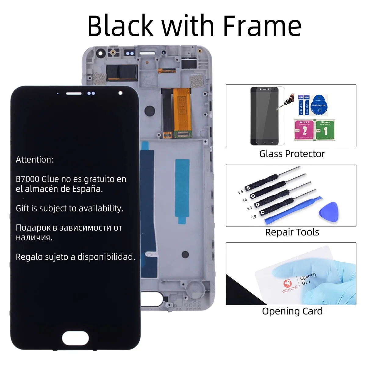 Black with Frame Дисплей для MEIZU M2 Note в сборе с тачскрином на рамке 5.5'' черный - Цвет: Black with Frame