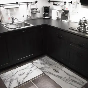 

Nordic PU Peather Kitchen Mat Anti-slip Modern Area Rugs Living Room Balcony Bathroom Printed Carpet Doormat Hallway Bath Mat