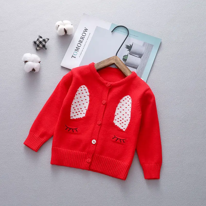 Новая осенне-зимняя детская одежда милый свитер Кардиган для девочек с кроликом