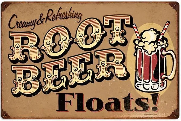 

Vintage Retro Root Beer Float Metal Sign Cafe Shop Diner Restaurant Decor
