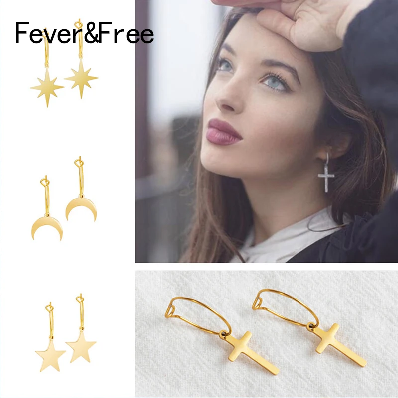Женские серьги-кольца из нержавеющей стали Fever &amp Free корейские серьги с