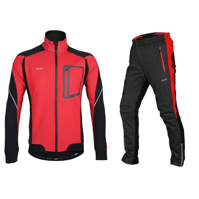 Plus Size Bicycle Suit Winter Warm Fleece Thermal Waterproof Jacket Pant Two Pieces Outdoor Sport Wear Hiking Cycling Set | Спорт и