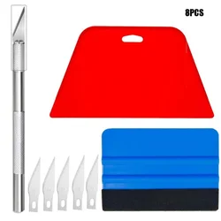 Kit d'outils de gravure en alliage d'aluminium pour grattoir de film de voiture de lissage de papier peint 8 pièces pour le film de fenêtre d'application de papier de Contact adhésif 