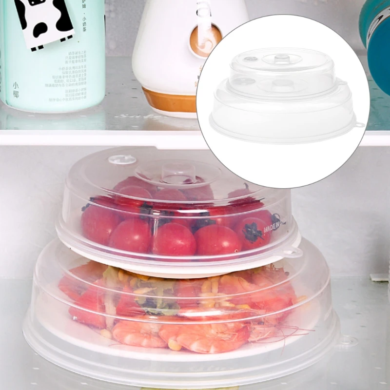 Plastic Microwave Plate Cover Clear Steam Vent Splatter Lid Food