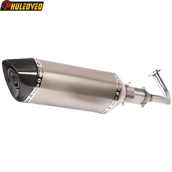 For Honda PCX125 PCX150 2012-2016 Motorcycle Exhaust Muffler Full System with Collector Front Pipe Carbon Fiber Exhaust Silencer