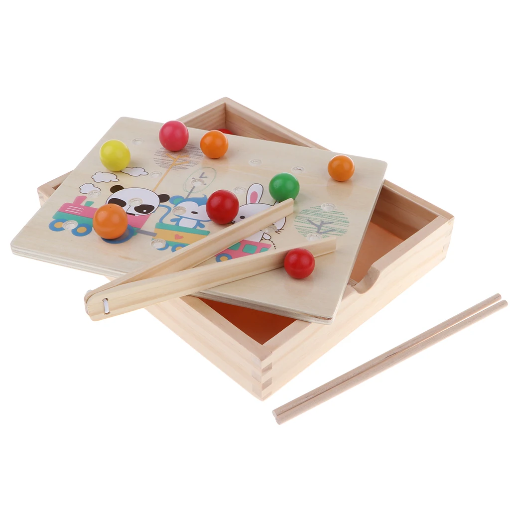 Montessori Toy, Rainbow Beads Box Clip Ball Games for Toddlers Kids Develop Colors & Shapes Cognition, Early Development