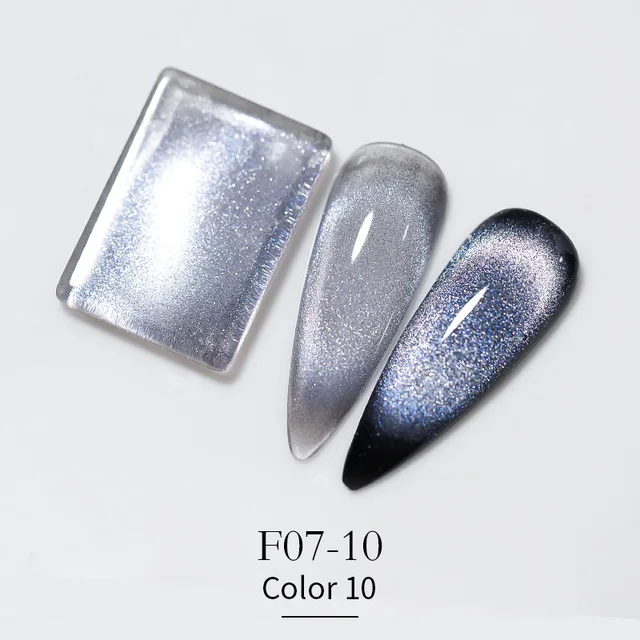 Vendeeni New Colourful Crystal Cat Eye Gel Nail Polish 9D Aurora Cat's Eye Gel Varnish Magnetic Hybrid UV Soak Off Gel Lacquer F07-10