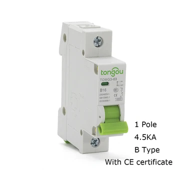 

Curve B Type 1 Pole 1A 6A 10A 16A 25A 32A 40A 63A MCB 18mm Mini Circuit Breaker 4.5KA AC 110V/230V/400V With CE Certificate