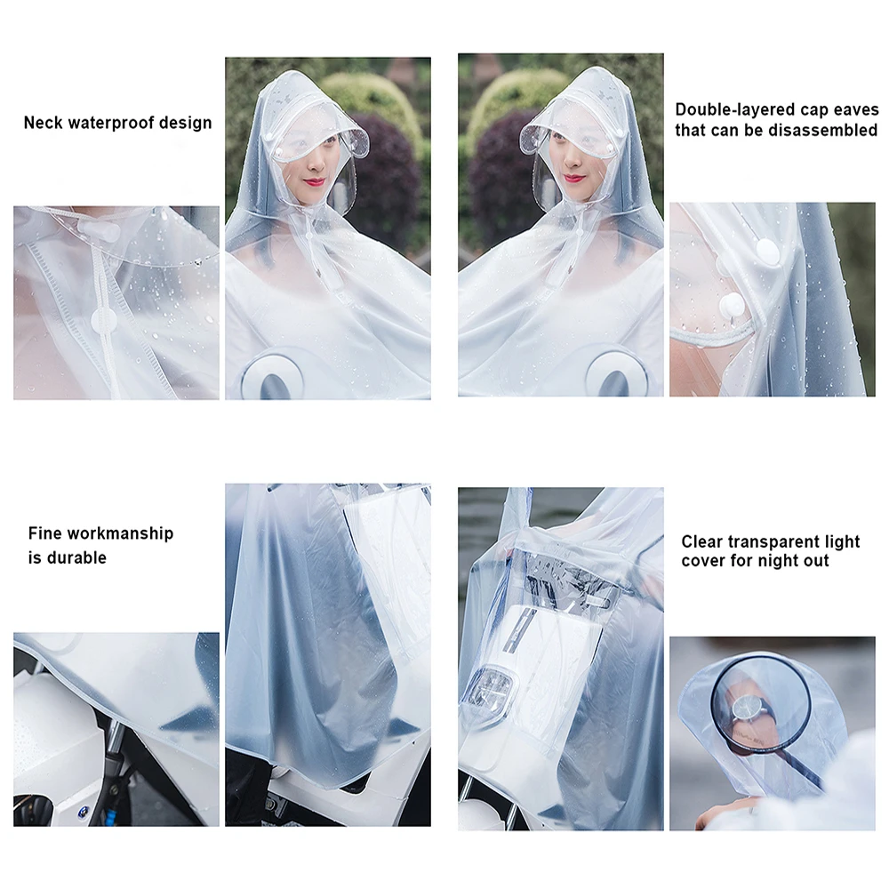 Transparent Bicycle Motorcycle Raincoat Windproof Chubasquero Moto Rain Poncho Impermeable Clear Raincoat Single Double Raingear