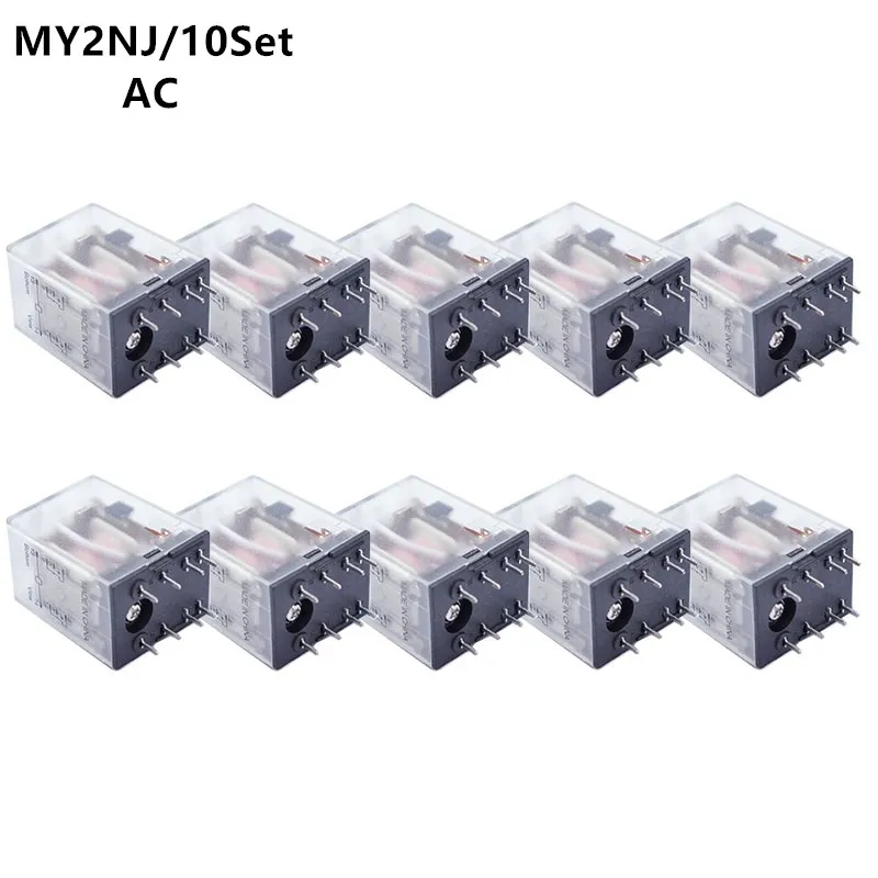

10PCS new pattern AC 12V 24V 36V 48V 110V 220V 380V electromagnetic relay With LED indicator HH52P MY2 series HH52P-L MY2NJ
