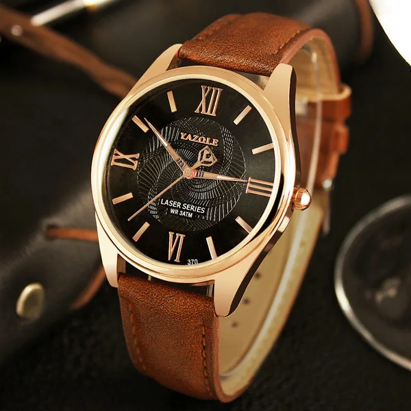 YAZOLE наручные часы для мужчин лучший бренд класса люкс известный мужской часы кварцевые часы наручные кварцевые часы Relogio Masculino YZL370 - Цвет: Black Brown