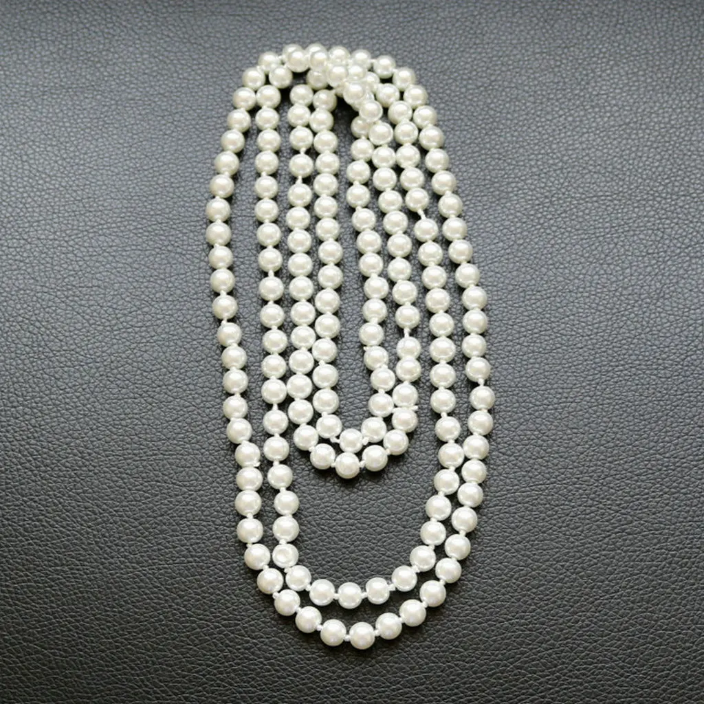 Pendant Necklace For Women Imitation Pearl Bead Long Necklace Multilayer Choker Elegant Party Pearl Jewelry