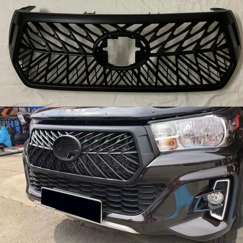 

Modified For Hilux Racing Grill For Hilux Revo Rocco GR 2018 2019 2020 Front Bumper Mask Mesh Cover Grills Grille