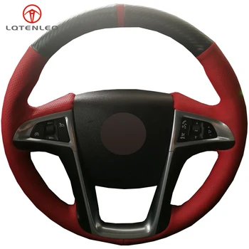 

LQTENLEO Carbon Fiber Red Leather Steering Wheel Cover For Buick Lacrosse 2010-2013 Regal 2011-2013 Chevrolet Equinox 2010-2016