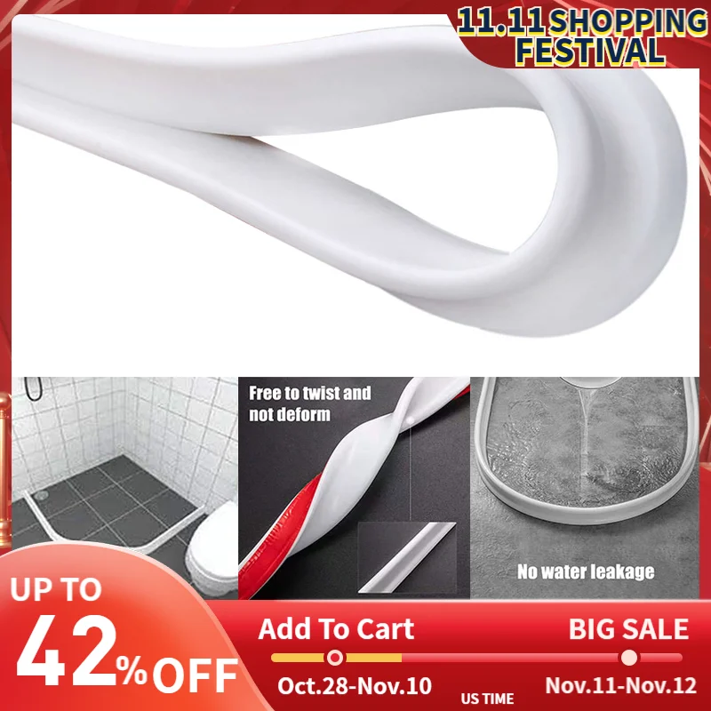 

Newly Flexible Silicone Water Stopper Strips Floor Water Barriers for Kitchen Bathroom XSD88