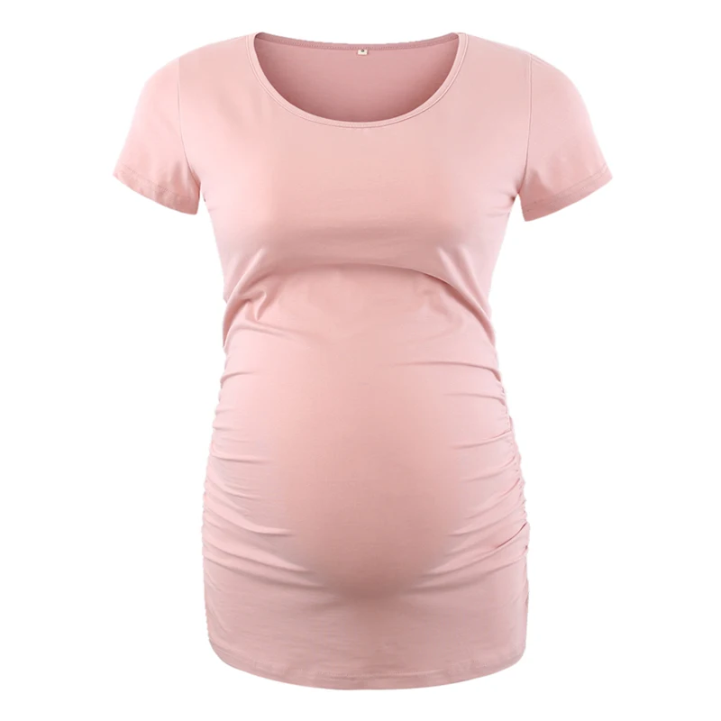 

Maternity top Clothes Ropa Embarazada Tee Shirt Tops Pregnancy T-Shirt Casual Flattering Side Ruching pregnancy shirts