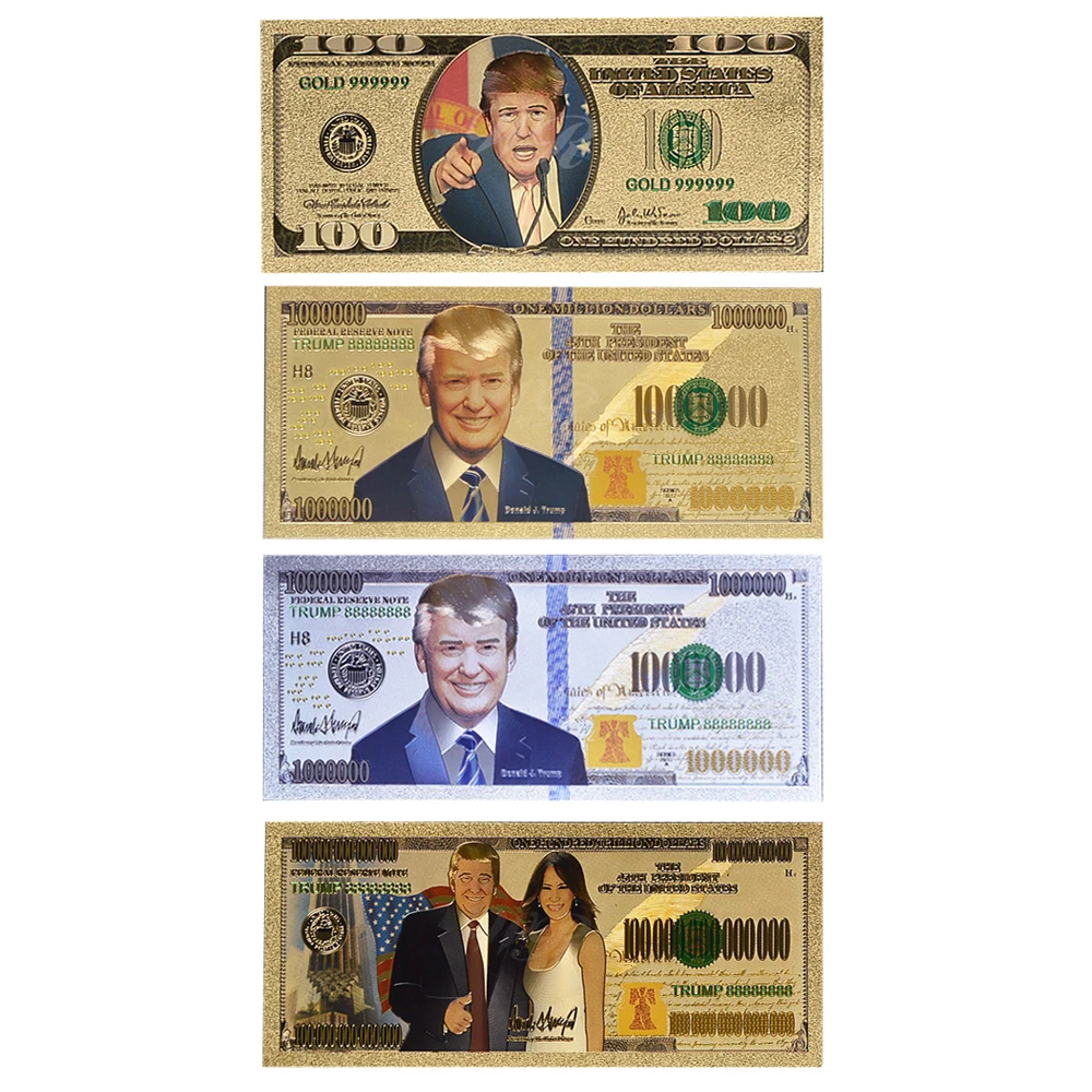 5pcs President Trump One Million Dollar 24k Gold Plated American Banknote Gifts 