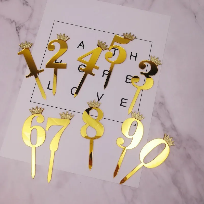 

Cakelove 1Pcs Number 0-9 Cake Topper Birthday Anniversary Wedding Party digit cupcake toppers Flags kids Baby Shower Birthday