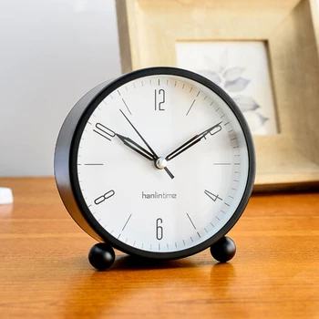 

Analog Alarm Clock, 4 Inch Super Silent Non Ticking Small Clock with Night Light, Battery Operated, Simply Design